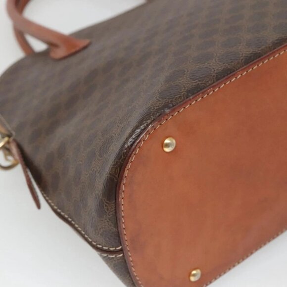 CELINE Macadam Canvas Hand Bag PVC Leather 2way Brown Gold - Picture 6 of 15